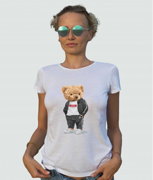 Дамска тениска с щампа Мечета Fashion sport bear